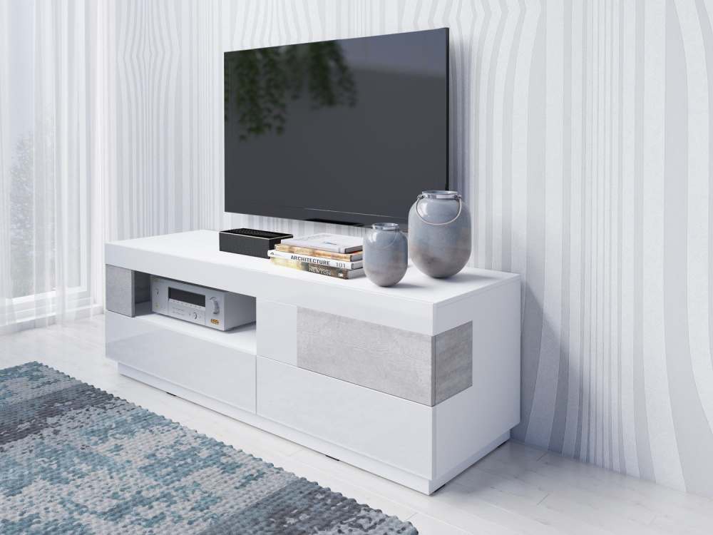 Тумба ТВ «Silke» TV-2S1K 2484GY typ 41 Белый глянец/Колорадо бетон