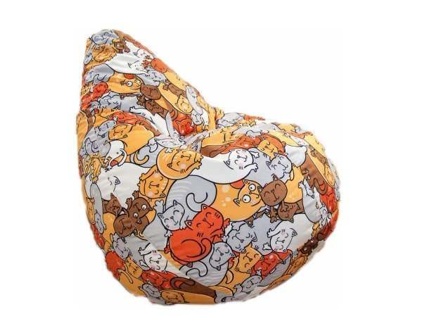 Кресло мешок велюр  «Xpoint » Оранжевые Котики