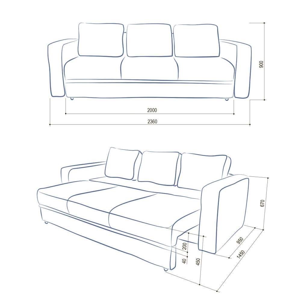 Диван «Кредо» размеры