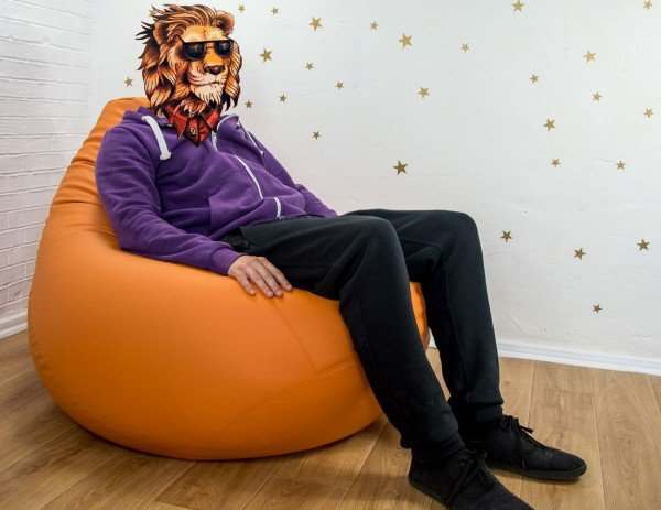 Кресло мешок эко кожа  «Латте» Оранжевый