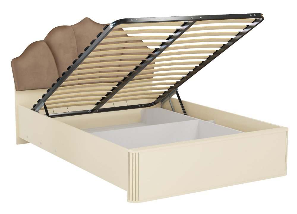 Кровать с подъемным механизмом 43.07-02 «Стефани» 160см Бежевый/Велюр конфетти корица