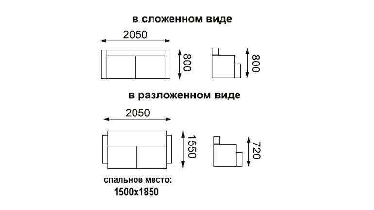 Диван-кровать «Троя» Велюр графит/думки-микровелюр гретта