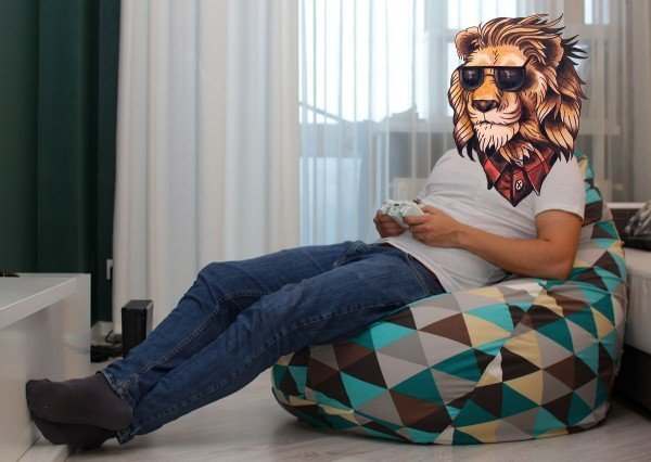 Кресло мешок терможаккард «Зеленые ромбы»