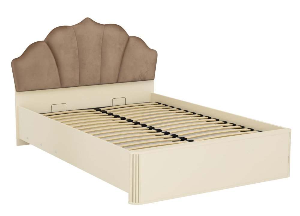 Кровать с подъемным механизмом 43.07-02 «Стефани» 160см Бежевый/Велюр конфетти корица
